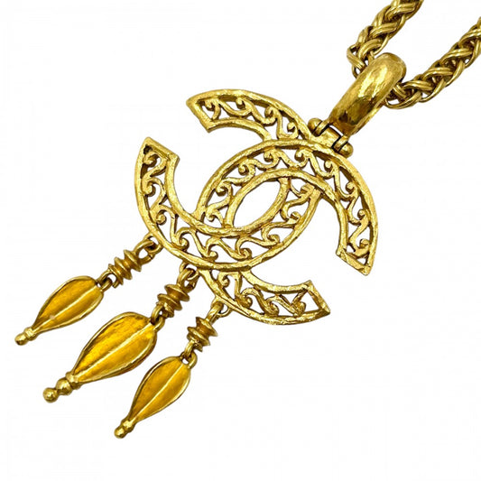 【開店SALE】 CHANEL シャネル ネックレス ココマーク ロングネックレス スイング アクセサリー ココ ヴィンテージ ペンダント GP 95A ゴールド レディース 約81.5g 1995年【中古品】