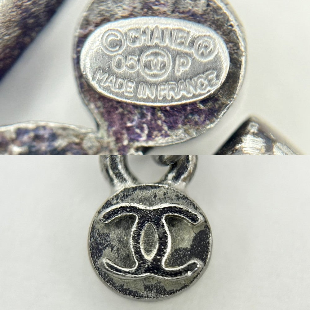 CHANEL シャネル ネックレス ココマーク アクセサリー ココ ラインストーン 05P ブラック 黒 シルバー(暗め)金具 レディース 2005年【中古品】