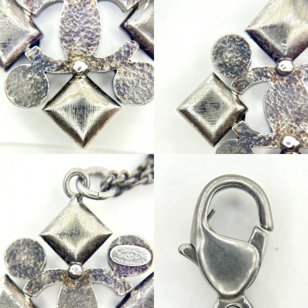 【開店SALE】 CHANEL シャネル ネックレス ココマーク アクセサリー ココ ラインストーン 05P ブラック 黒 シルバー(暗め)金具 レディース 2005年【中古品】