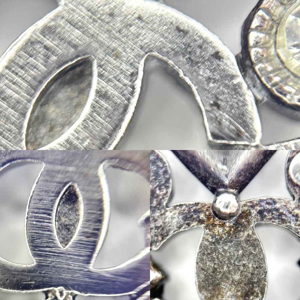 【開店SALE】 CHANEL シャネル ネックレス ココマーク アクセサリー ココ ラインストーン 05P ブラック 黒 シルバー(暗め)金具 レディース 2005年【中古品】