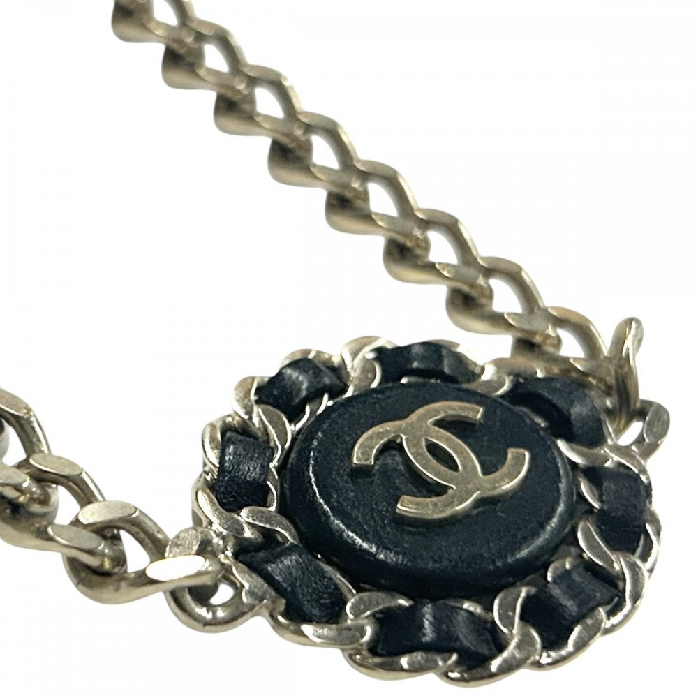 【開店SALE】 CHANEL シャネル ネックレス チェーンデザイン ココマーク アクセサリー チョーカー GP レザー B16B ブラック 黒 ゴールド金具 レディース 約60.3g 2016年【中古品】
