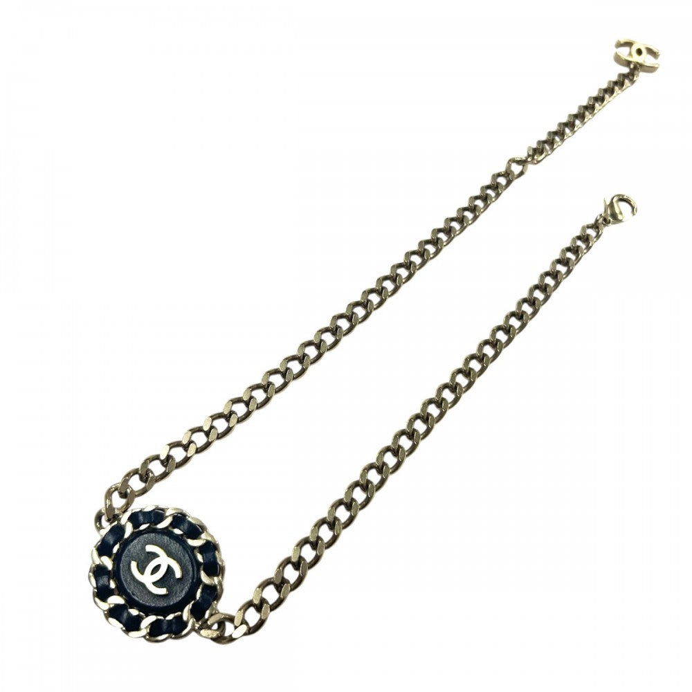 【開店SALE】 CHANEL シャネル ネックレス チェーンデザイン ココマーク アクセサリー チョーカー GP レザー B16B ブラック 黒 ゴールド金具 レディース 約60.3g 2016年【中古品】