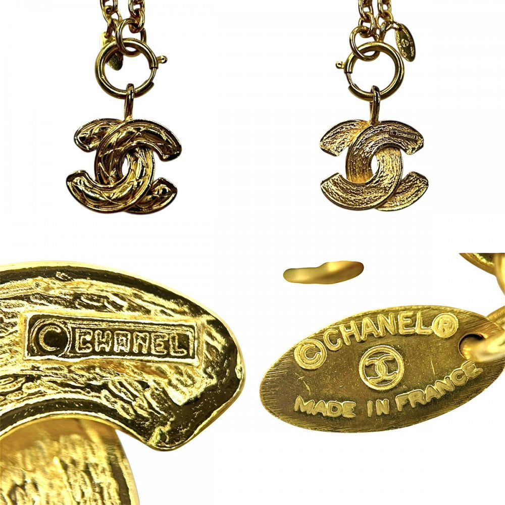 【開店SALE】 CHANEL シャネル ネックレス マトラッセ ココマーク ペンダント アクセサリー ヴィンテージ GP ゴールド レディース 約47.5g【中古品】