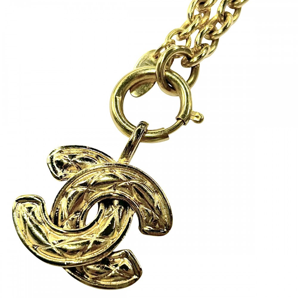 【開店SALE】 CHANEL シャネル ネックレス マトラッセ ココマーク ペンダント アクセサリー ヴィンテージ GP ゴールド レディース 約47.5g【中古品】