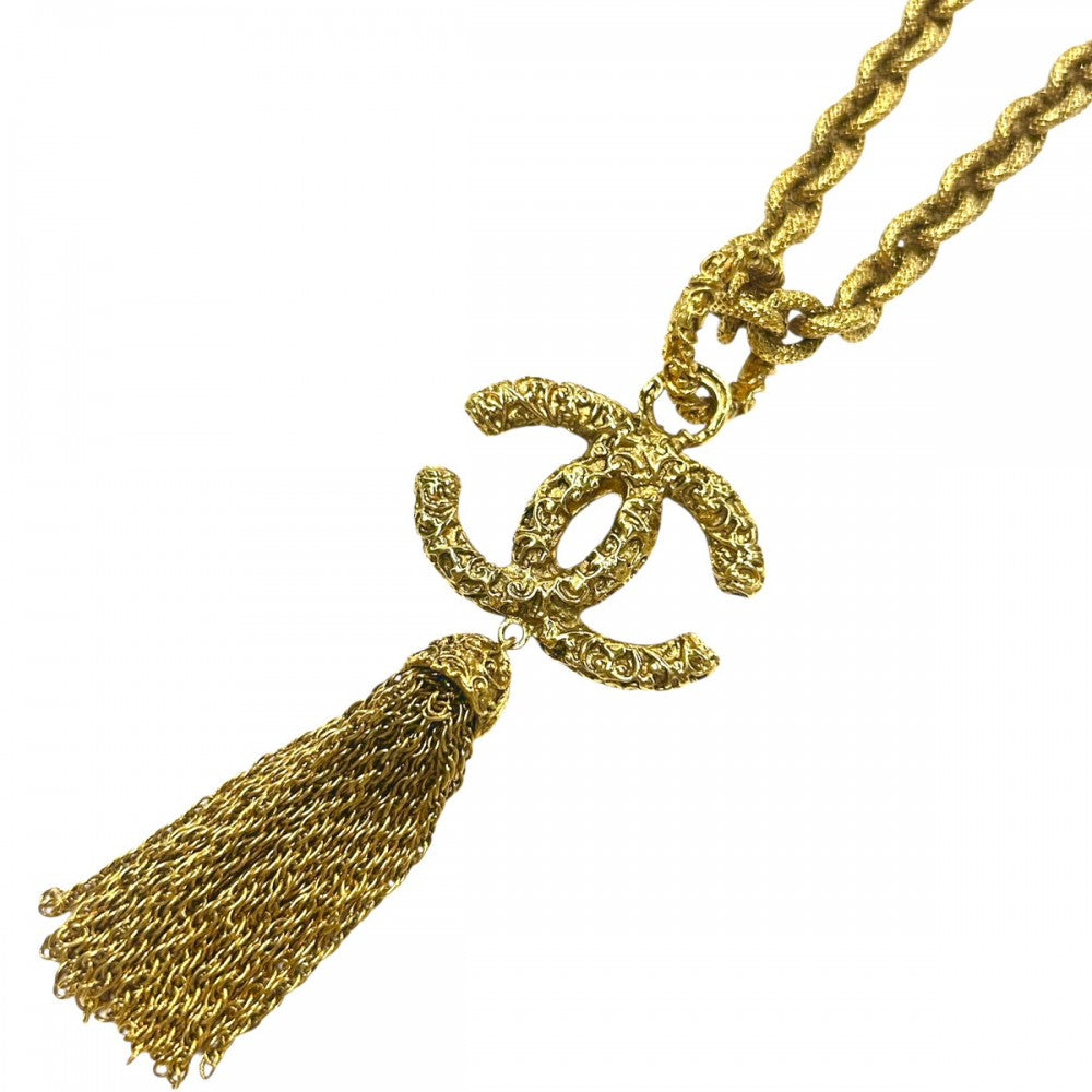 【開店SALE】 CHANEL シャネル ネックレス ココマーク ロングネックレス マグマ アクセサリー 溶岩 ヴィンテージ タッセルデザイン GP 93A ゴールド レディース 約159.3g 1993年【中古品】