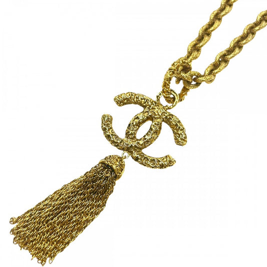 【開店SALE】 CHANEL シャネル ネックレス ココマーク ロングネックレス マグマ アクセサリー 溶岩 ヴィンテージ タッセルデザイン GP 93A ゴールド レディース 約159.3g 1993年【中古品】