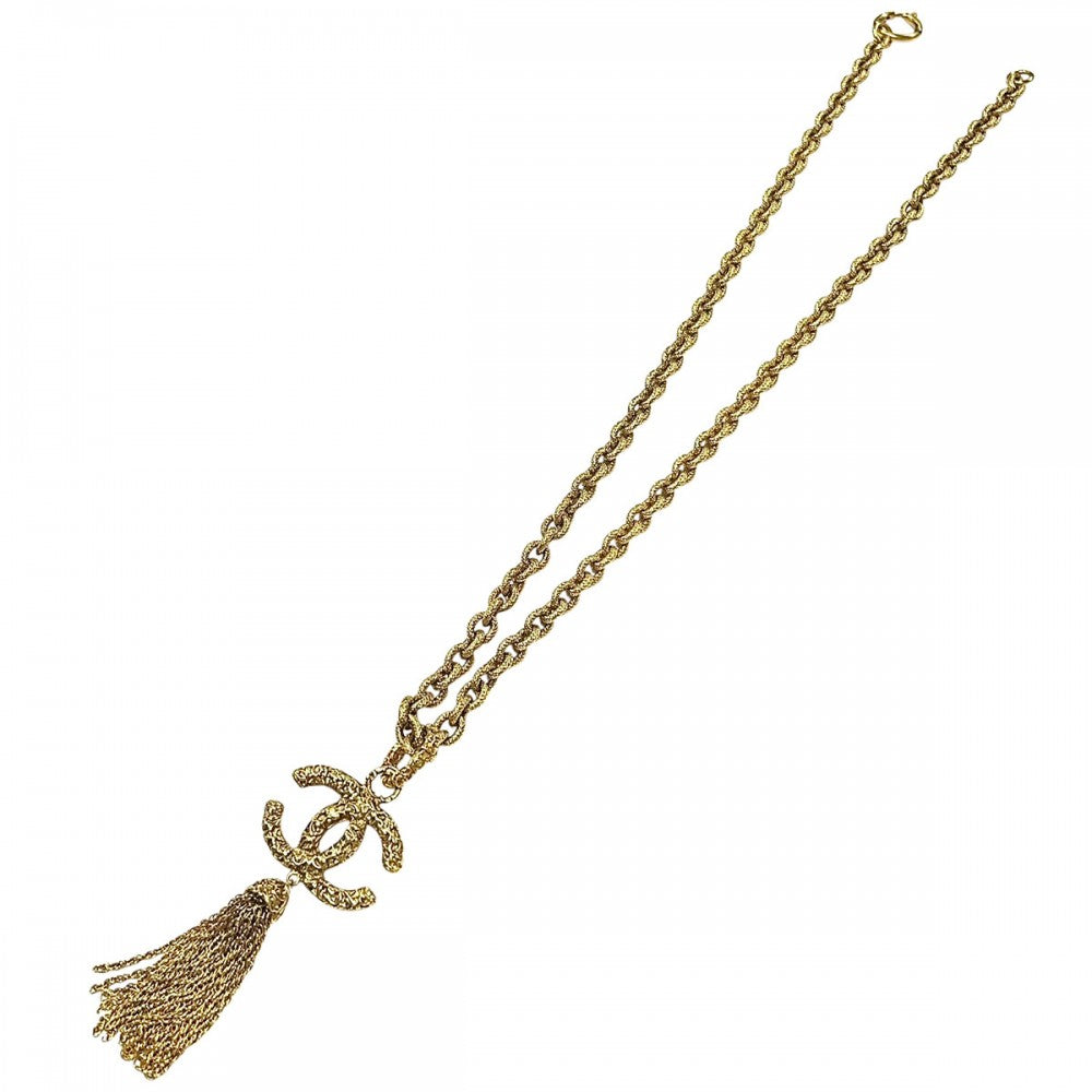 【開店SALE】 CHANEL シャネル ネックレス ココマーク ロングネックレス マグマ アクセサリー 溶岩 ヴィンテージ タッセルデザイン GP 93A ゴールド レディース 約159.3g 1993年【中古品】