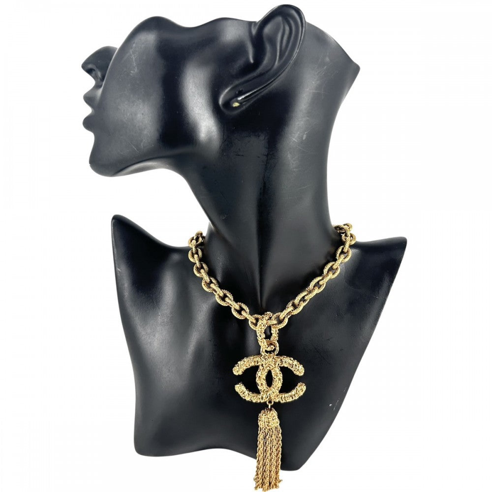 【開店SALE】 CHANEL シャネル ネックレス ココマーク ロングネックレス マグマ アクセサリー 溶岩 ヴィンテージ タッセルデザイン GP 93A ゴールド レディース 約159.3g 1993年【中古品】
