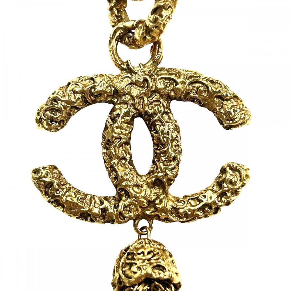 【開店SALE】 CHANEL シャネル ネックレス ココマーク ロングネックレス マグマ アクセサリー 溶岩 ヴィンテージ タッセルデザイン GP 93A ゴールド レディース 約159.3g 1993年【中古品】