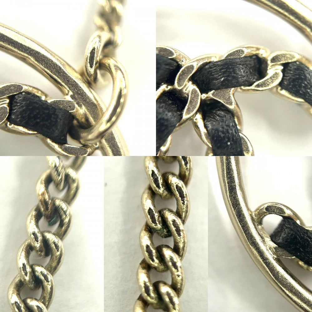 CHANEL シャネル ネックレス ココマーク チェーンデザイン アクセサリー ペンダント GP レザー B19P ゴールド ブラック 黒 レディース 約6.9g 2019年【中古品】