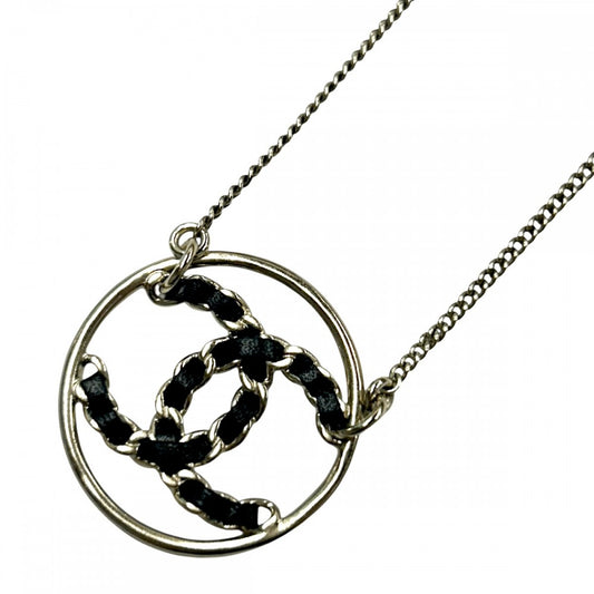 【開店SALE】 CHANEL シャネル ネックレス ココマーク チェーンデザイン アクセサリー ペンダント GP レザー B19P ゴールド ブラック 黒 レディース 約6.9g 2019年【中古品】