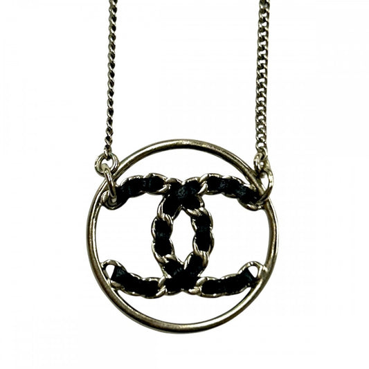 CHANEL シャネル ネックレス ココマーク チェーンデザイン アクセサリー ペンダント GP レザー B19P ゴールド ブラック 黒 レディース 約6.9g 2019年【中古品】