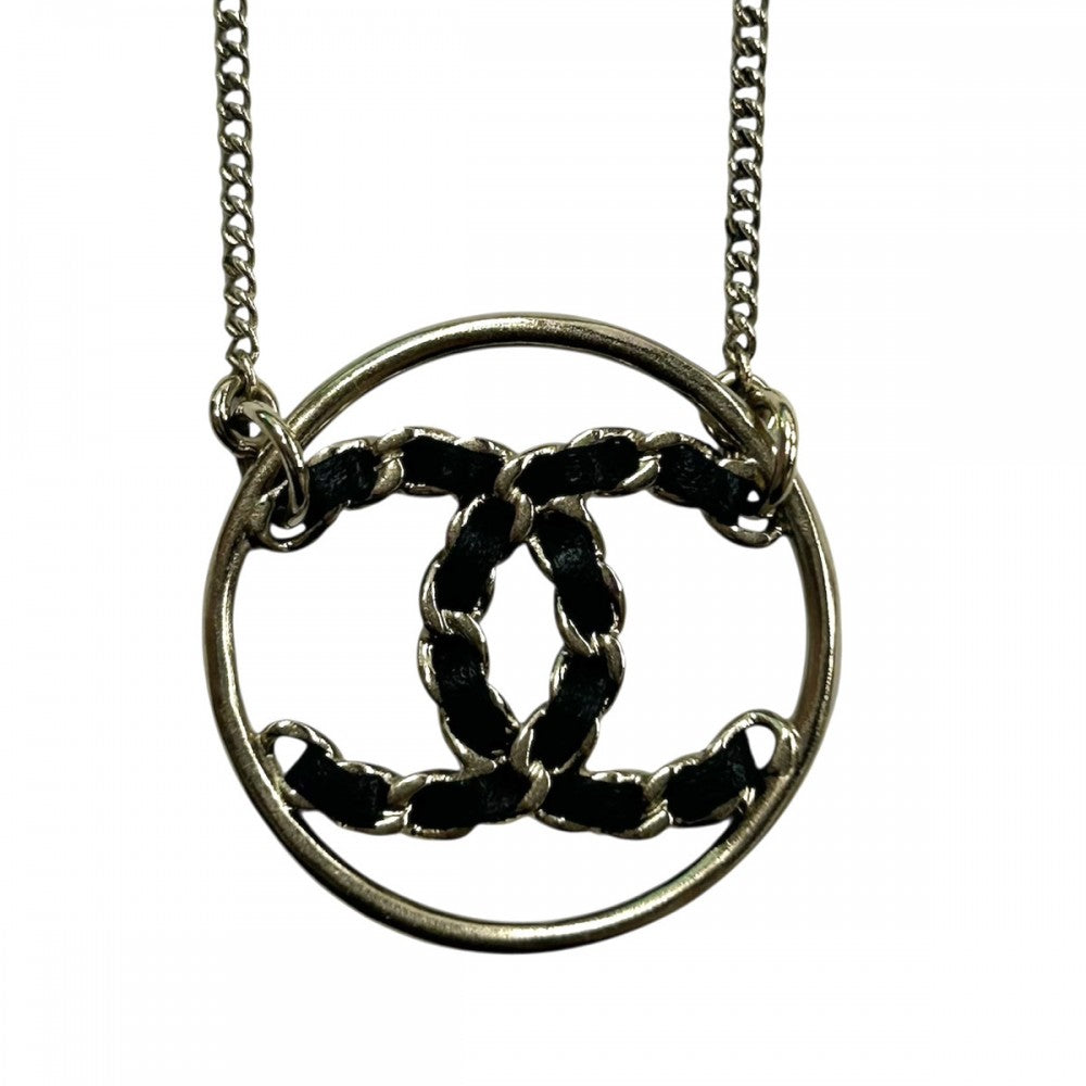 CHANEL シャネル ネックレス ココマーク チェーンデザイン アクセサリー ペンダント GP レザー B19P ゴールド ブラック 黒 レディース 約6.9g 2019年【中古品】