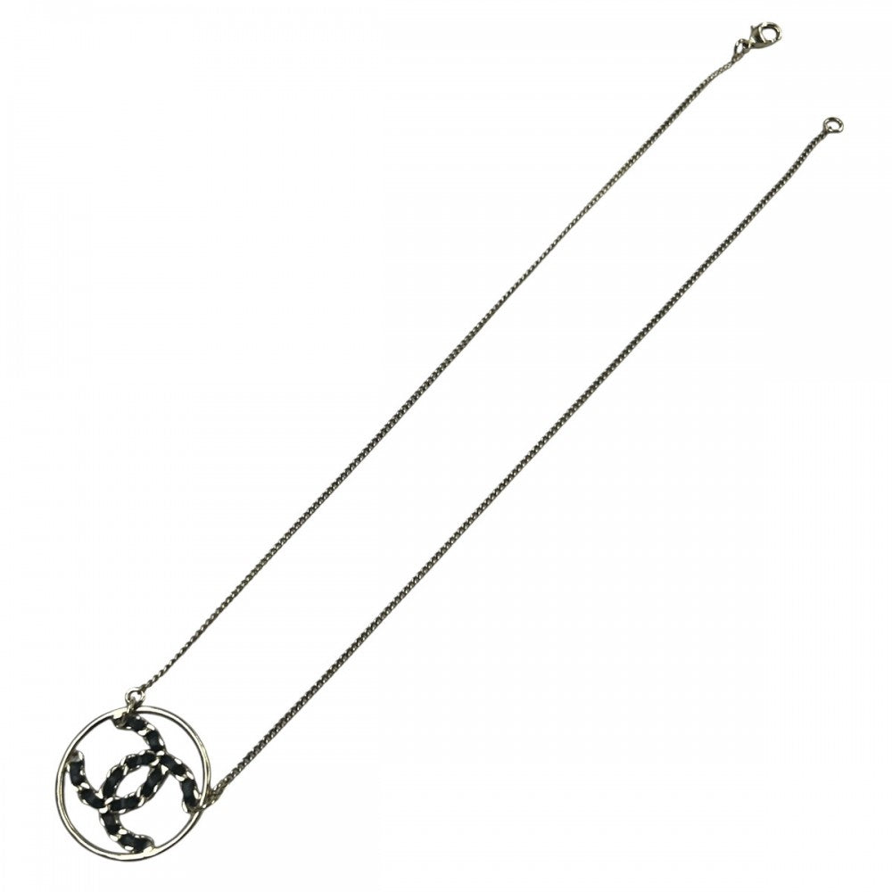 CHANEL シャネル ネックレス ココマーク チェーンデザイン アクセサリー ペンダント GP レザー B19P ゴールド ブラック 黒 レディース 約6.9g 2019年【中古品】