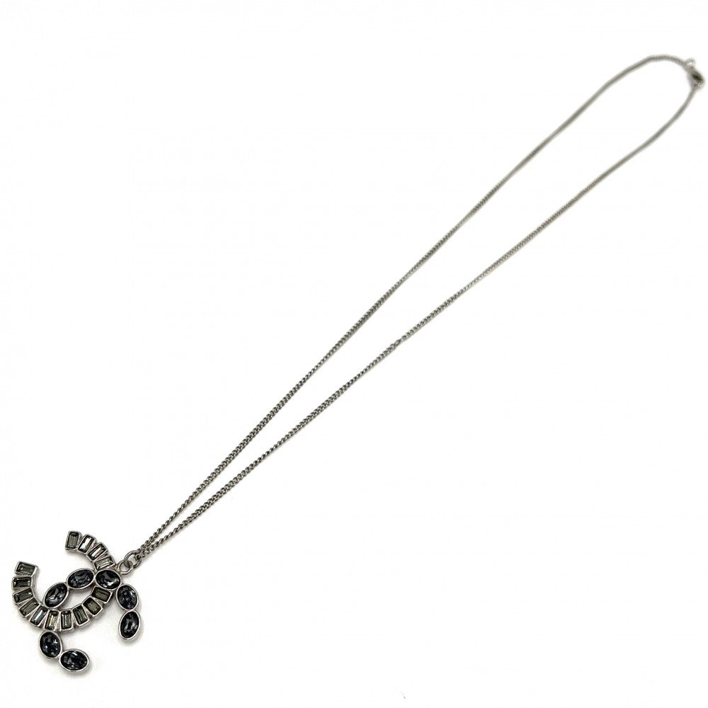 【開店SALE】 CHANEL シャネル ネックレス ココマーク ロングネックレス アクセサリー ラインストーン B17B シルバー レディース 約13.4g 2017年【中古品】