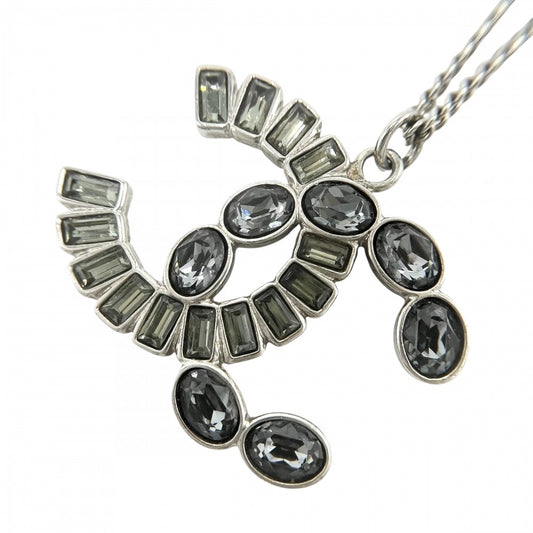 【開店SALE】 CHANEL シャネル ネックレス ココマーク ロングネックレス アクセサリー ラインストーン B17B シルバー レディース 約13.4g 2017年【中古品】