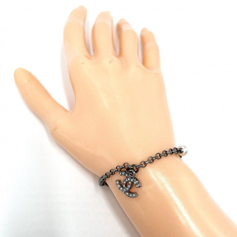 CHANEL シャネル ブレスレット ココマーク アクセサリー フェイクパール ラインストーン C21K ガンメタル金具 レディース 約5.5g 2021年【中古品】