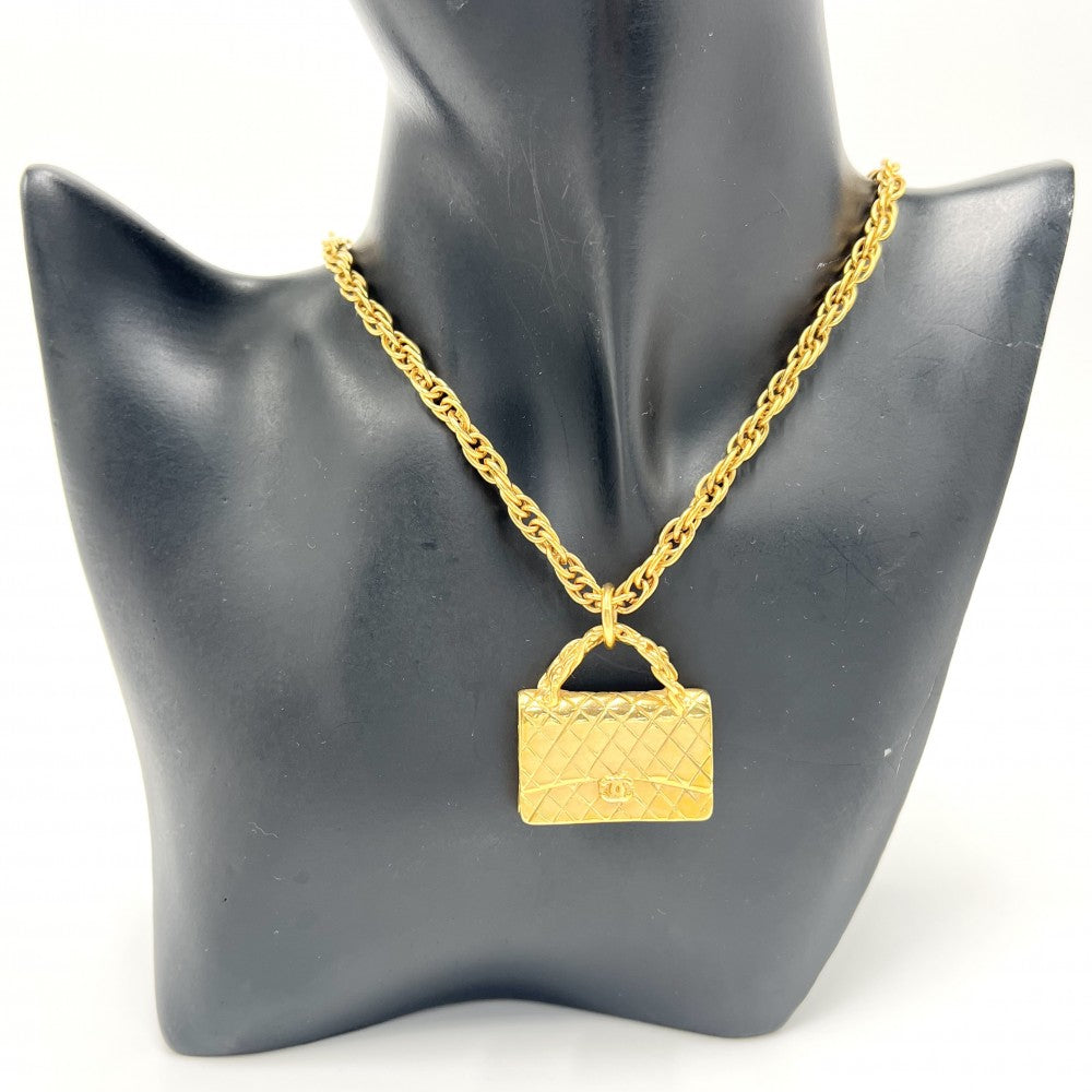 【開店SALE】 CHANEL シャネル ネックレス ココマーク マトラッセモチーフ アクセサリー バッグ ペンダント ヴィンテージ
 GP 95P ゴールド レディース 約42.6g 1995年【中古品】