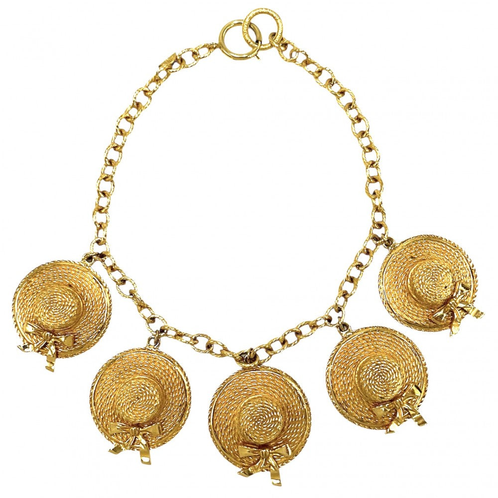 【開店SALE】 CHANEL シャネル ネックレス ハットモチーフ 麦わら帽子 アクセサリー ヴィンテージ GP ゴールド レディース 約134.8g【中古品】