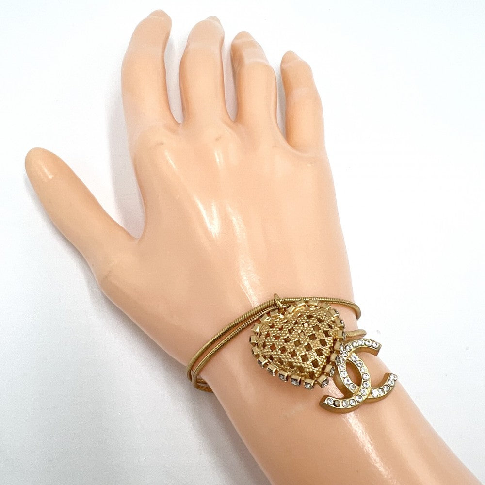 【開店SALE】 CHANEL シャネル ブレスレット アクセサリー ハート ココマーク ダブル 01P ゴールド レディース 約11.3g 2001年【中古品】