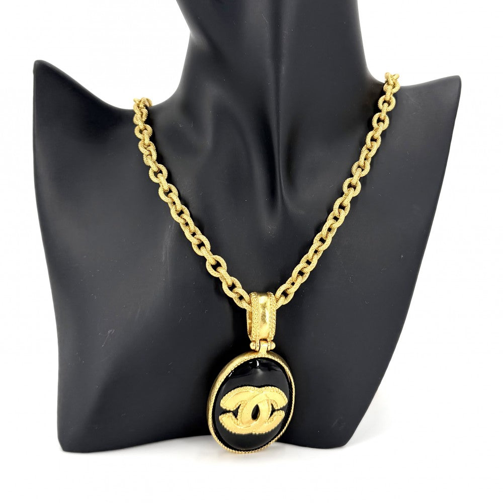 CHANEL シャネル ネックレス ココマーク ロングネックレス アクセサリー ヴィンテージ GP 96A ゴールド ブラック 黒 レディース 約116.0g 1996年【中古品】