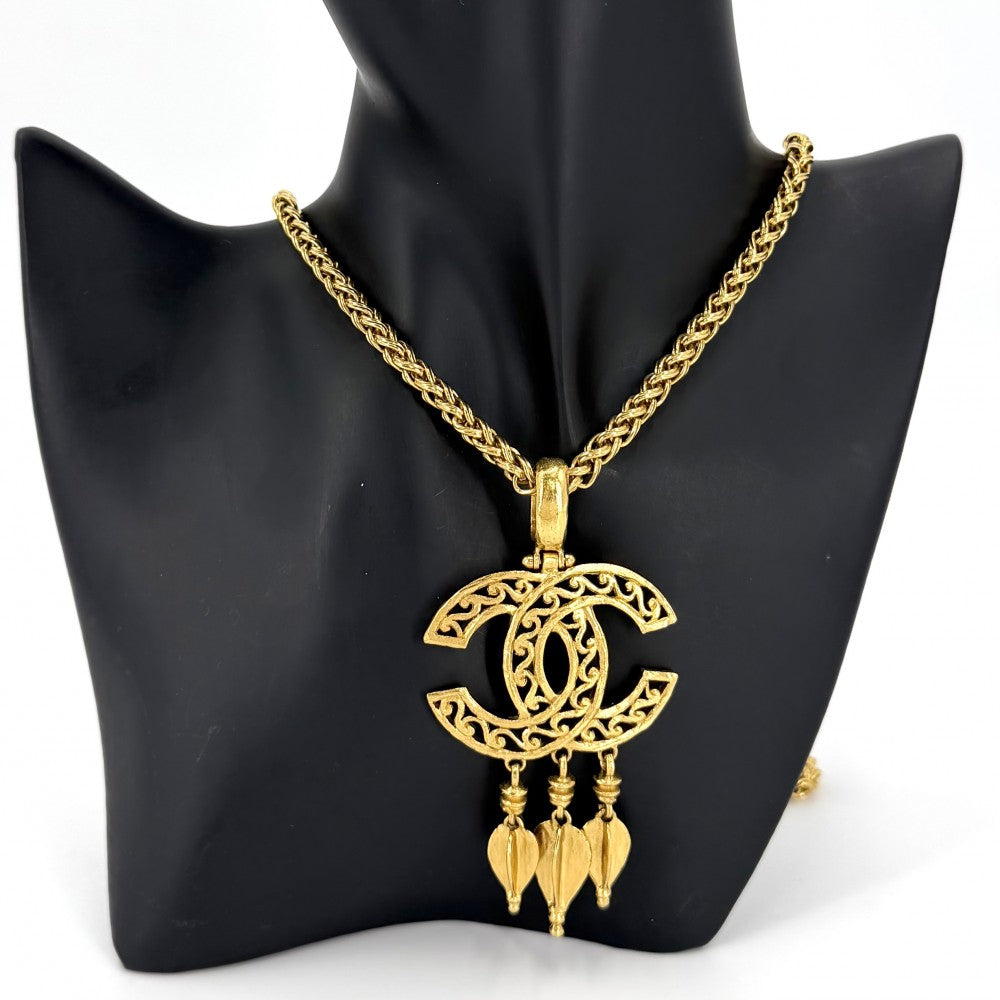 CHANEL シャネル ネックレス ココマーク ロングネックレス スイング アクセサリー ヴィンテージ ペンダント GP 95A ゴールド レディース 約82.8g 1995年【中古品】