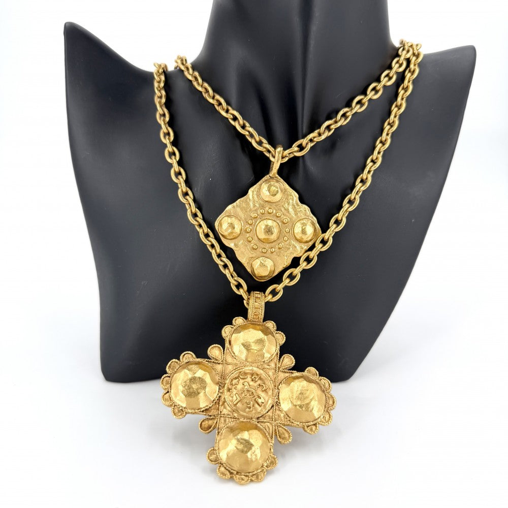 【開店SALE】 CHANEL シャネル ネックレス ココマーク ヴィンテージ アクセサリー ロングネックレス ２連 GP 2 3 ゴールド レディース 約140.7g 1988年【中古品】