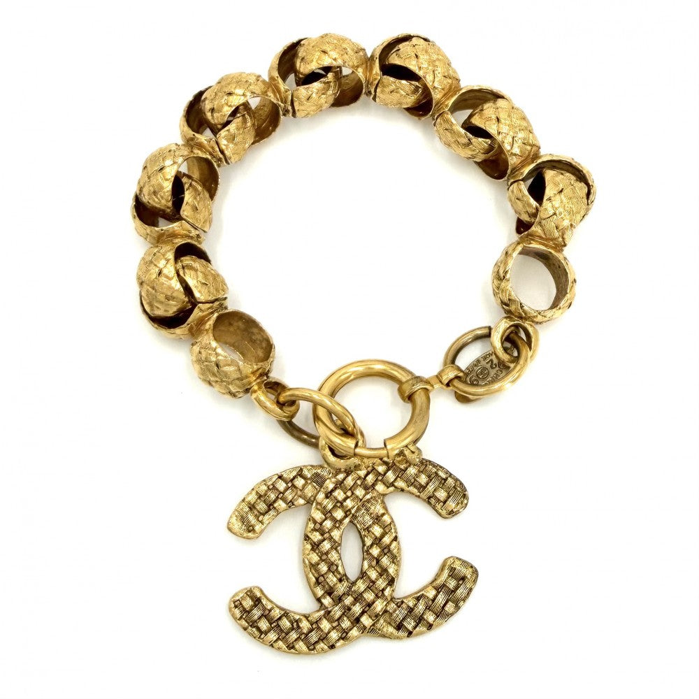 【開店SALE】 CHANEL シャネル ブレスレット ココマーク チェーン ゴールド ヴィンテージ アクセサリー 太め GP 2 9 レディース 約51.4g 1994年【中古品】