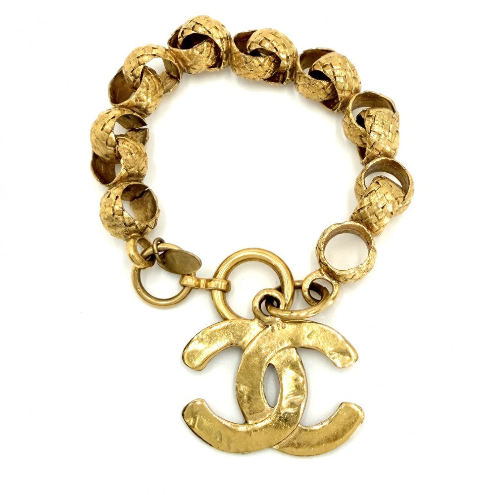 【開店SALE】 CHANEL シャネル ブレスレット ココマーク チェーン ゴールド ヴィンテージ アクセサリー 太め GP 2 9 レディース 約51.4g 1994年【中古品】