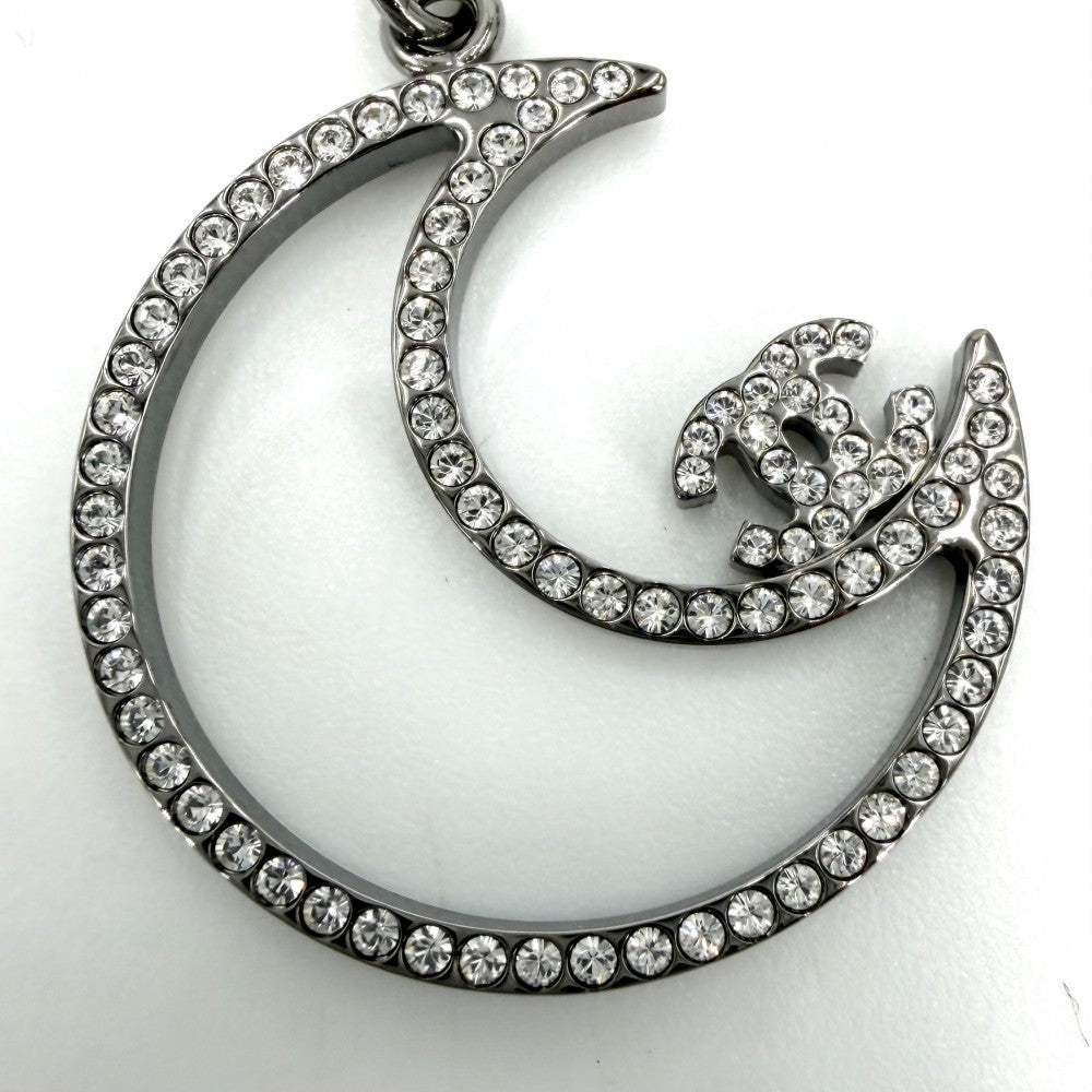CHANEL シャネル ネックレス 月モチーフ ココマーク アクセサリー ムーン ラインストーン B17K シルバー レディース 約8.5g 2017年【中古品】