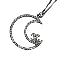 CHANEL シャネル ネックレス 月モチーフ ココマーク アクセサリー ムーン ラインストーン B17K シルバー レディース 約8.5g 2017年【中古品】