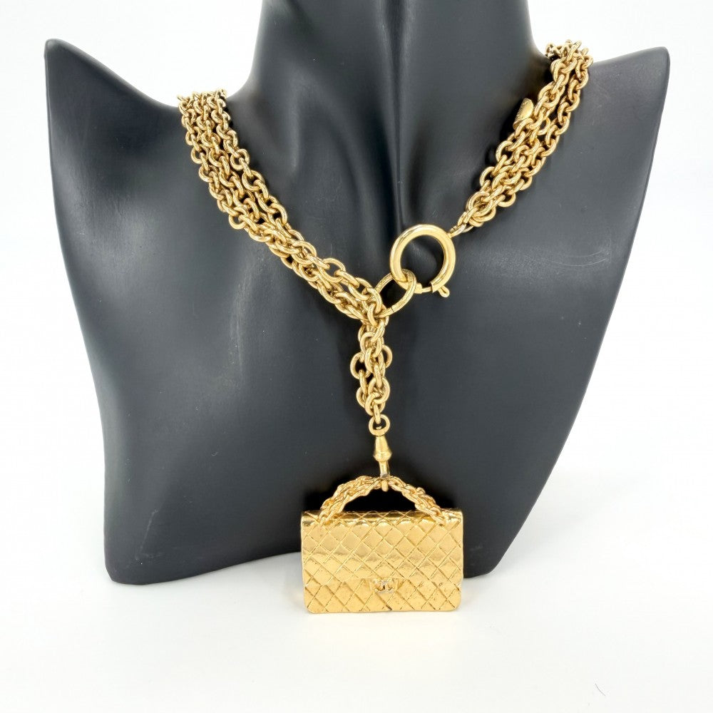 CHANEL シャネル ネックレス ココマーク マトラッセモチーフ アクセサリー バッグ ペンダント ヴィンテージ
 GP ゴールド レディース 約171.7g【中古品】