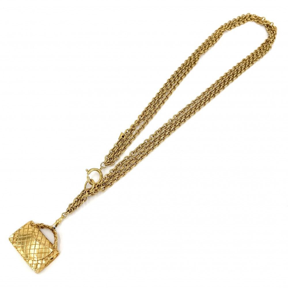 CHANEL シャネル ネックレス ココマーク マトラッセモチーフ アクセサリー バッグ ペンダント ヴィンテージ
 GP ゴールド レディース 約171.7g【中古品】
