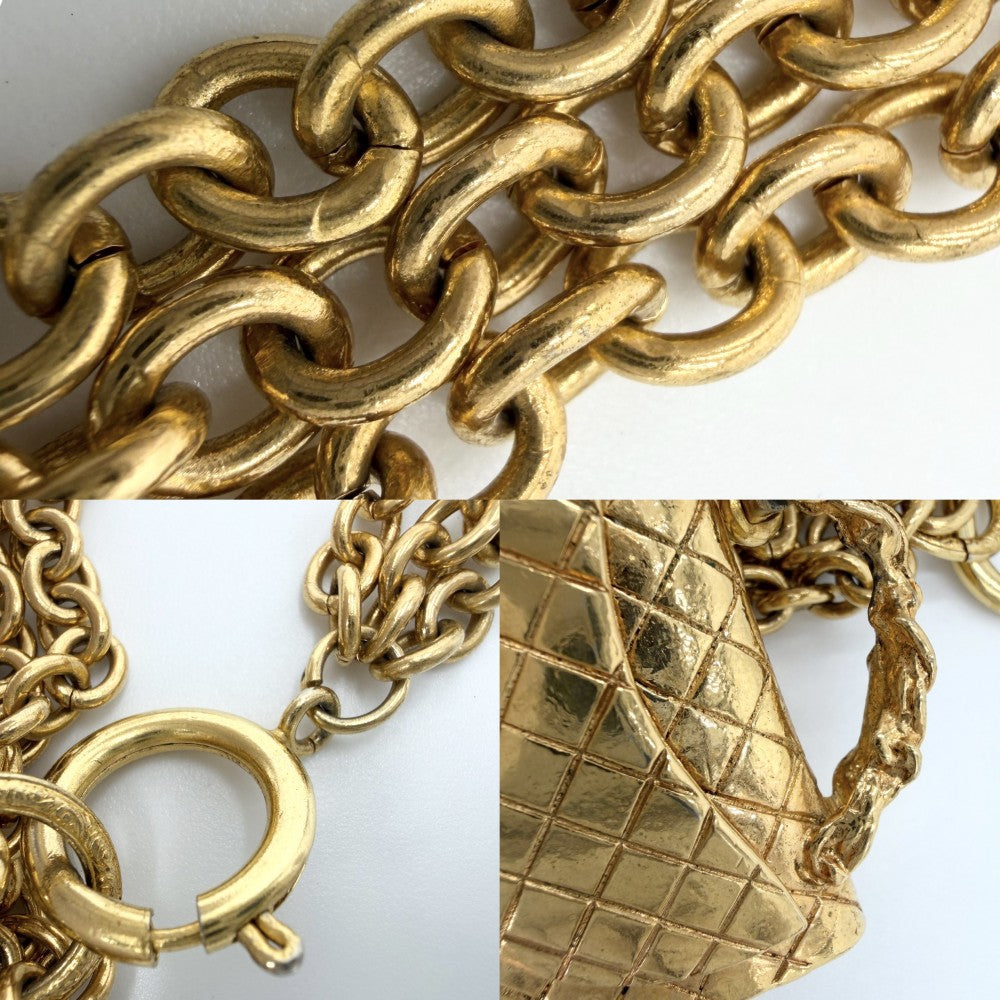 CHANEL シャネル ネックレス ココマーク マトラッセモチーフ アクセサリー バッグ ペンダント ヴィンテージ
 GP ゴールド レディース 約171.7g【中古品】