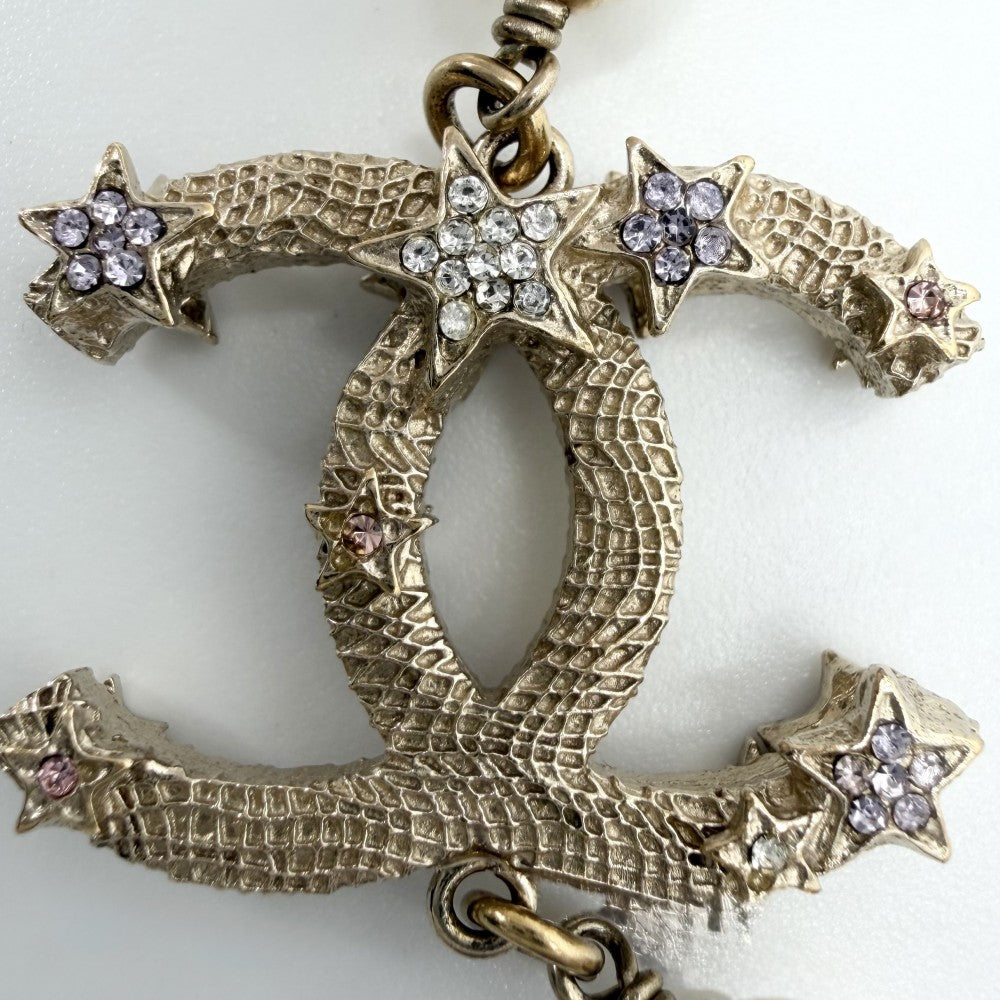 CHANEL シャネル ネックレス 星 ココマーク ロングネックレス アクセサリー スター GP フェイクパール ラインストーン B12P ゴールド マルチカラー レディース 約115.0g 2012年【中古品】
