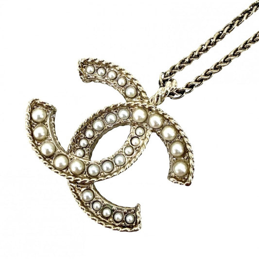 CHANEL シャネル ネックレス ココマーク ロングネックレス アクセサリー GP フェイクパール A19C ゴールド レディース 約13.0g 2019年【中古品】
