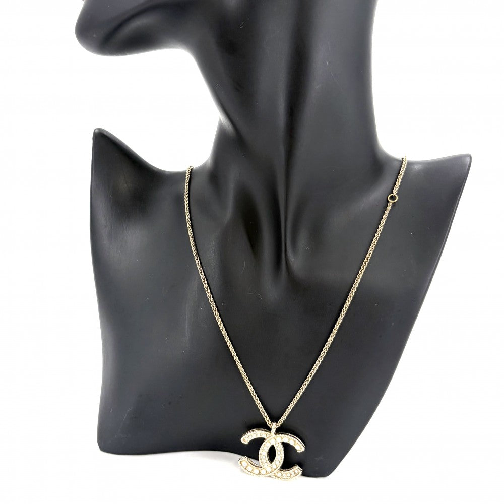 CHANEL シャネル ネックレス ココマーク ロングネックレス アクセサリー GP フェイクパール A19C ゴールド レディース 約13.0g 2019年【中古品】