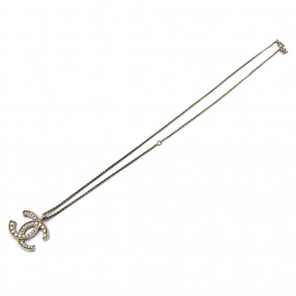 CHANEL シャネル ネックレス ココマーク ロングネックレス アクセサリー GP フェイクパール A19C ゴールド レディース 約13.0g 2019年【中古品】