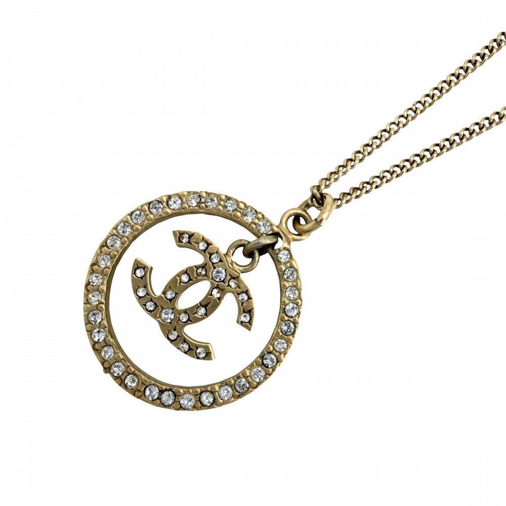 CHANEL シャネル ネックレス ココマーク ラウンド アクセサリー ロングネックレス GP ラインストーン 06A ゴールド レディース 約9.3g 2006年【中古品】