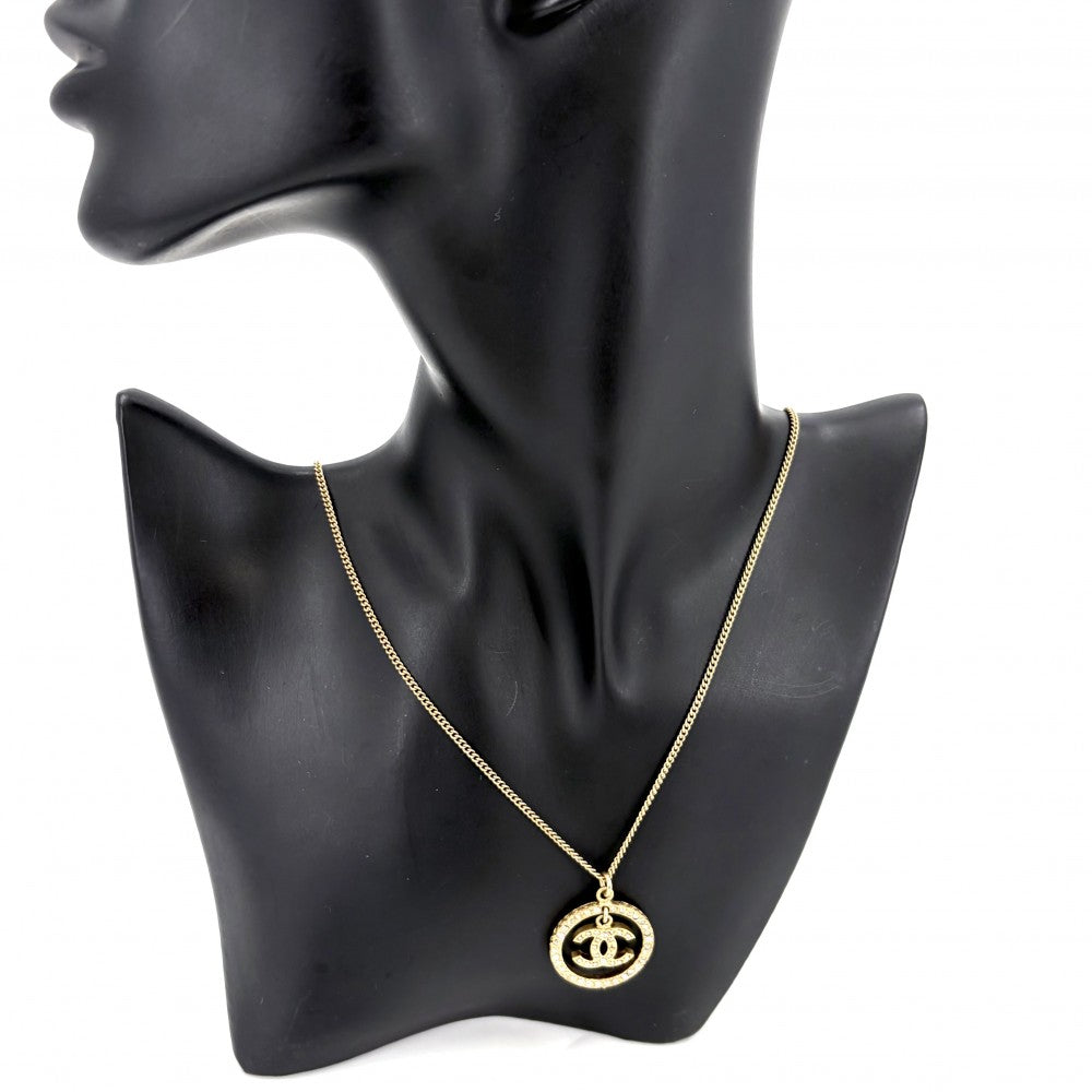 CHANEL シャネル ネックレス ココマーク ラウンド アクセサリー ロングネックレス GP ラインストーン 06A ゴールド レディース 約9.3g 2006年【中古品】