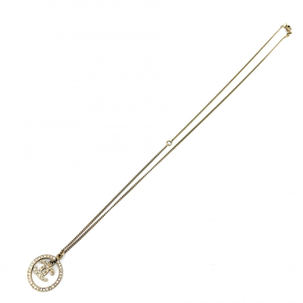 CHANEL シャネル ネックレス ココマーク ラウンド アクセサリー ロングネックレス GP ラインストーン 06A ゴールド レディース 約9.3g 2006年【中古品】