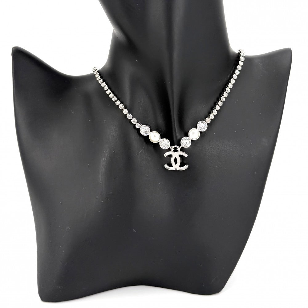 CHANEL シャネル ネックレス ココマーク チェーン アクセサリー ラインストーン フェイクパール B25B レディース 約20.1g 2025年【中古品】