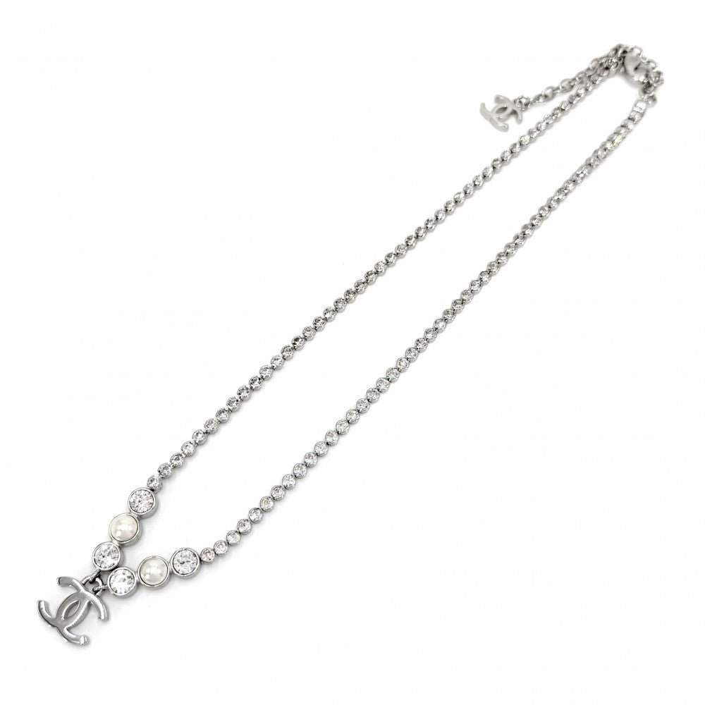 CHANEL シャネル ネックレス ココマーク チェーン アクセサリー ラインストーン フェイクパール B25B レディース 約20.1g 2025年【中古品】