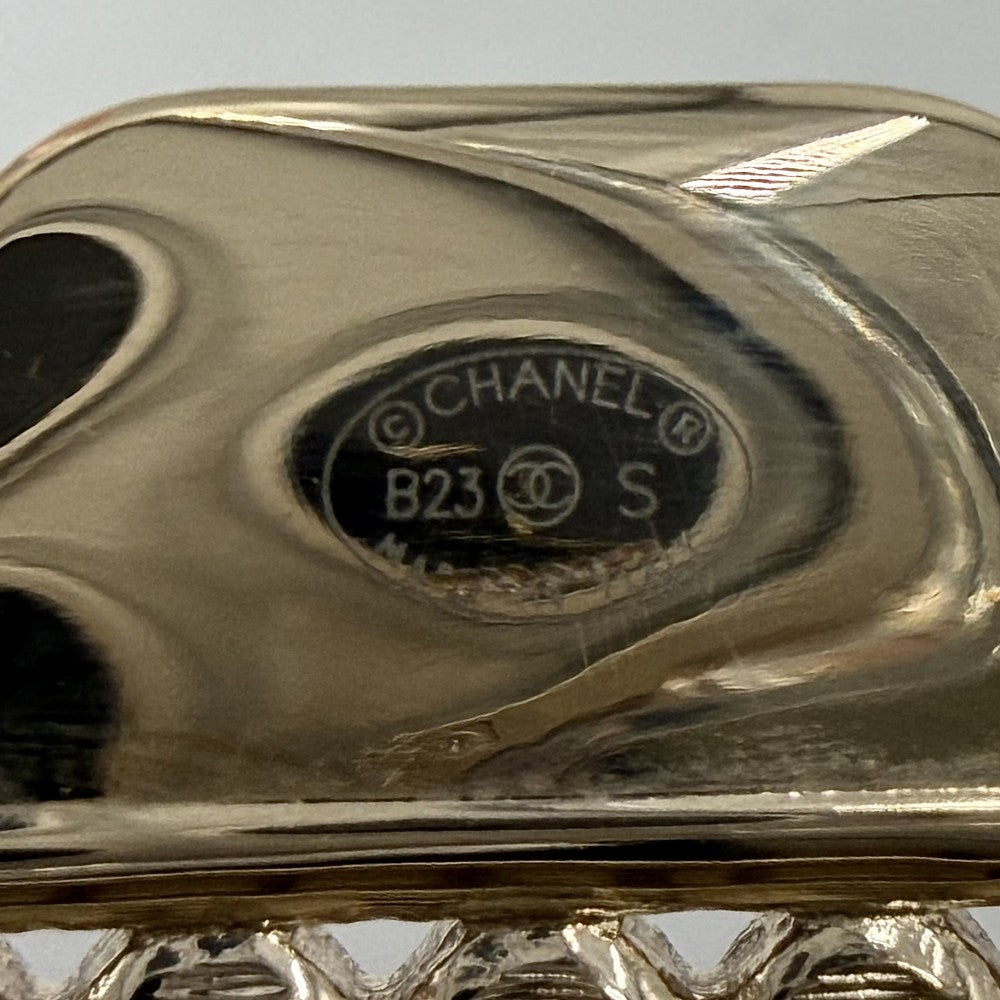 CHANEL シャネル ネックレス ココマーク マトラッセモチーフ アクセサリー バッグ チェーン ロング ペンダント ヴィンテージ
 GP ラインストーン レザー ABA680 ゴールド レディース 約110.9g 1995年【中古品】