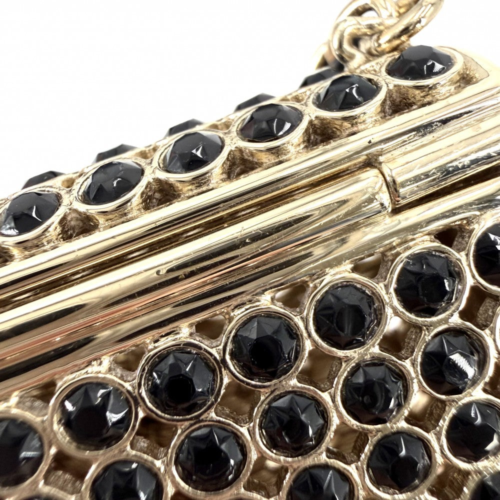 CHANEL シャネル ネックレス ココマーク マトラッセモチーフ アクセサリー バッグ チェーン ロング ペンダント ヴィンテージ
 GP ラインストーン レザー ABA680 ゴールド レディース 約110.9g 1995年【中古品】