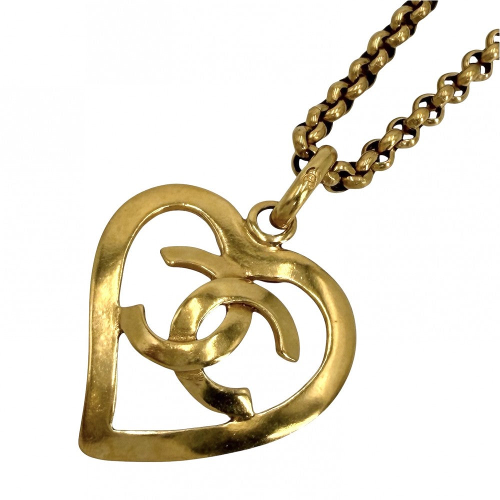 CHANEL シャネル ネックレス ココマーク ハート アクセサリー ヴィンテージ　 チェーン GP 95P ゴールド レディース 約50.4g 1995年【中古品】