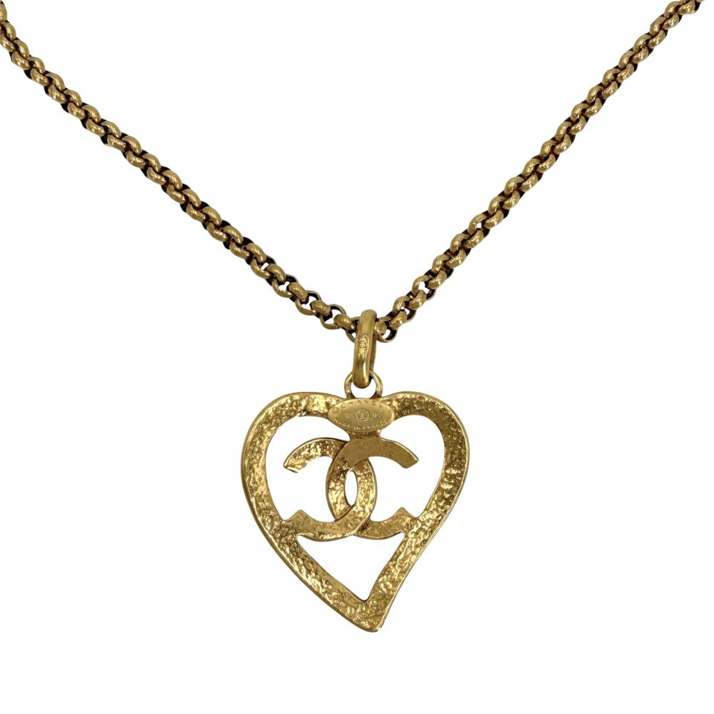 CHANEL シャネル ネックレス ココマーク ハート アクセサリー ヴィンテージ　 チェーン GP 95P ゴールド レディース 約50.4g 1995年【中古品】