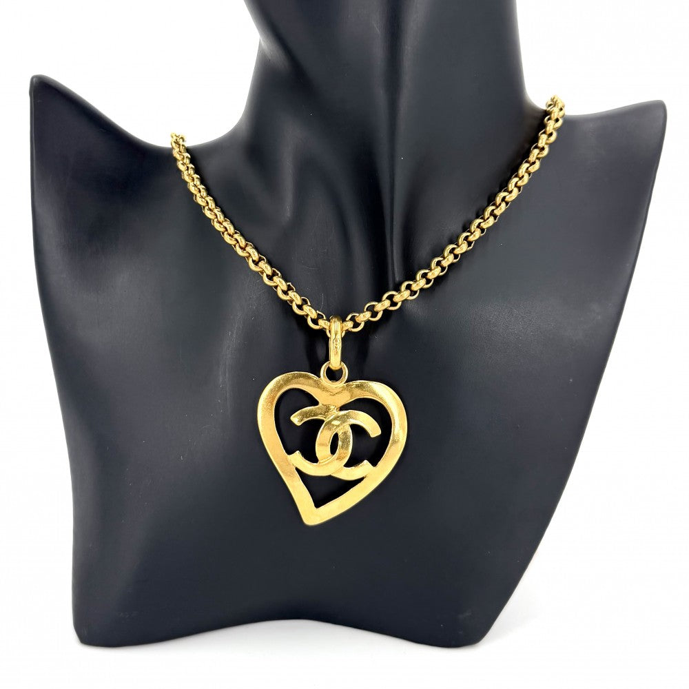 CHANEL シャネル ネックレス ココマーク ハート アクセサリー ヴィンテージ　 チェーン GP 95P ゴールド レディース 約50.4g 1995年【中古品】