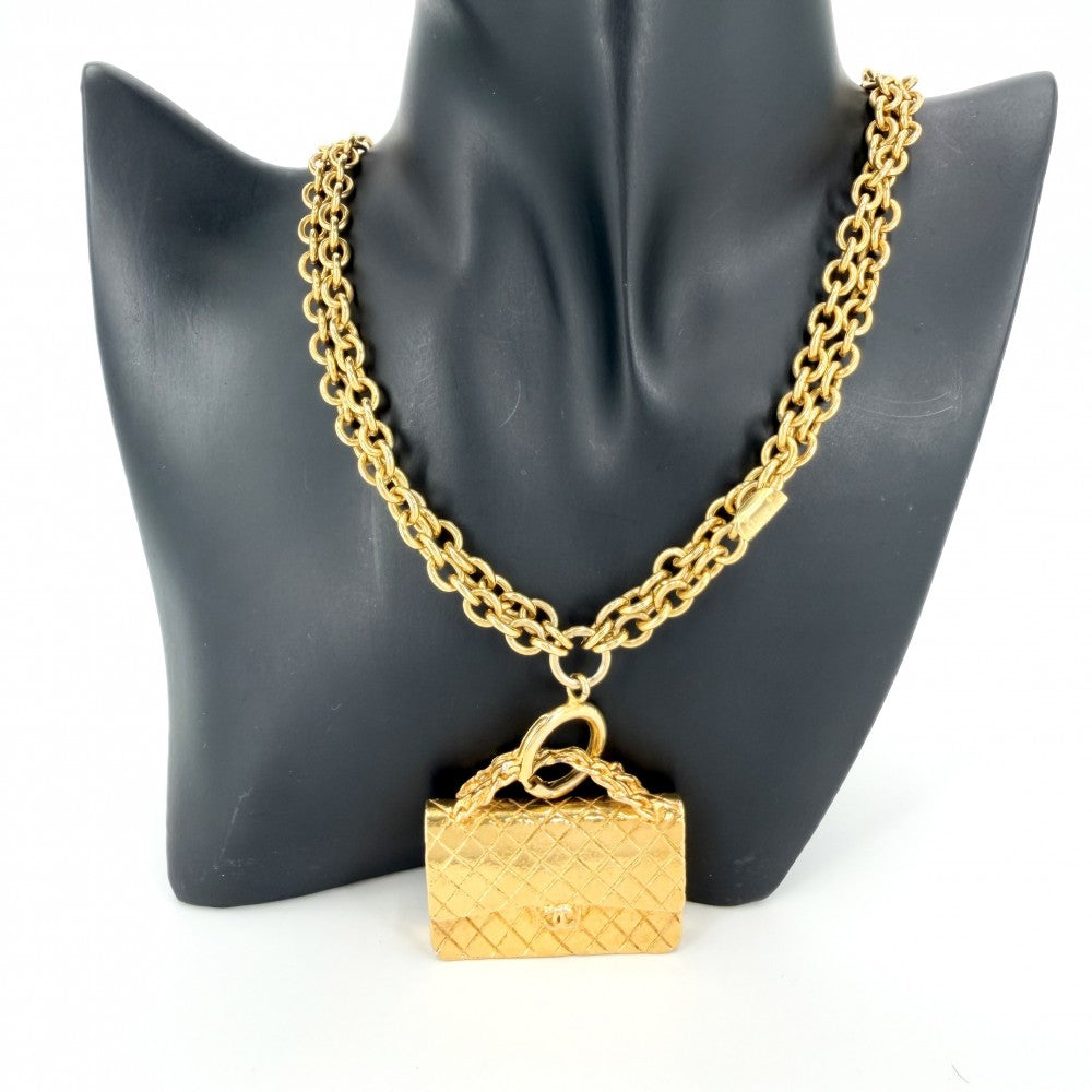 CHANEL シャネル ネックレス ココマーク マトラッセモチーフ アクセサリー バッグ ペンダント ヴィンテージ
 GP ゴールド レディース 約131.3g【中古品】