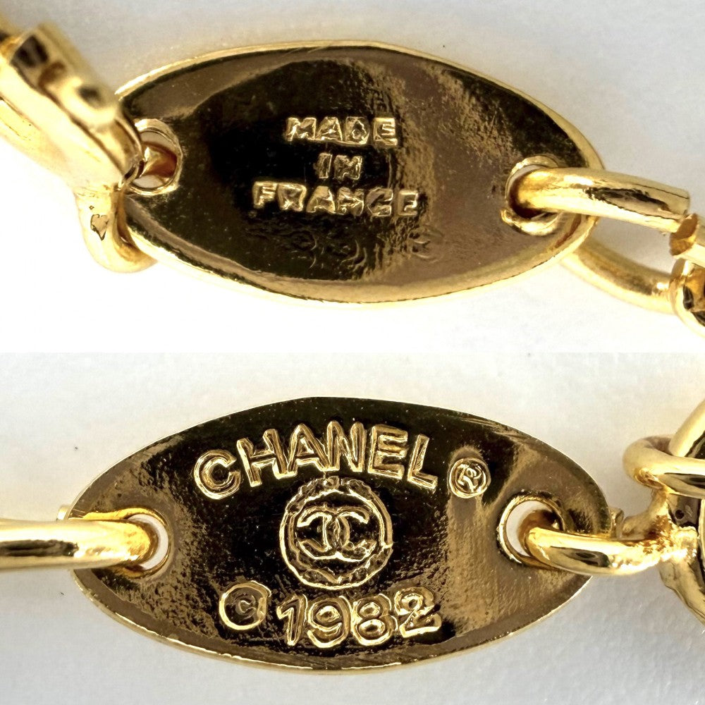 CHANEL シャネル ネックレス ココマーク サークル アクセサリー ヴィンテージ　 チェーン GP ラインストーン ゴールド レディース 約8.0g 1982年【中古品】